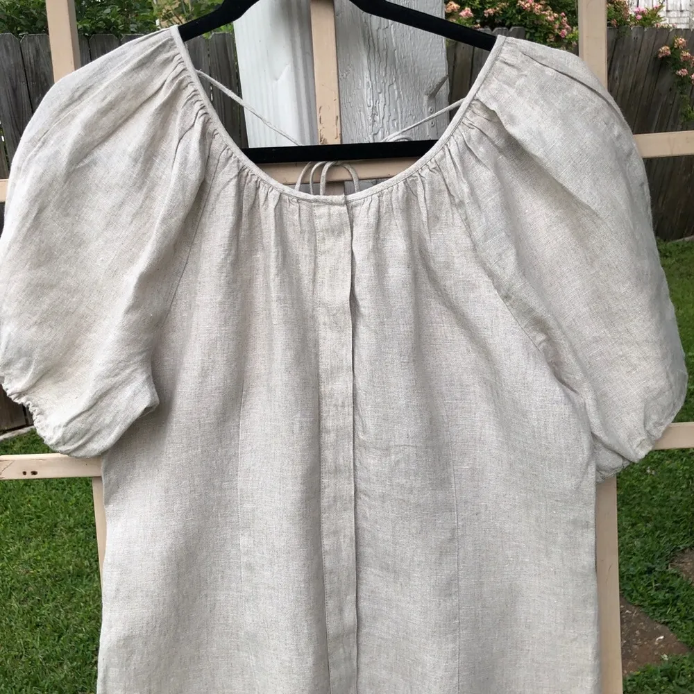 J.Crew V-Back Linen Neutral Dress, size 6 - Image 4