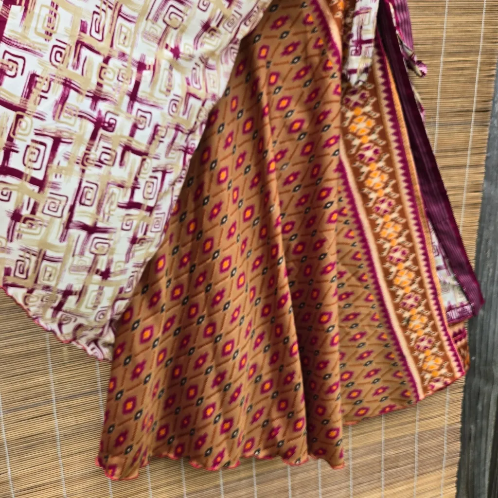 MAXI WRAP SILK SKIRT XL Double Layer Purple - Image 6