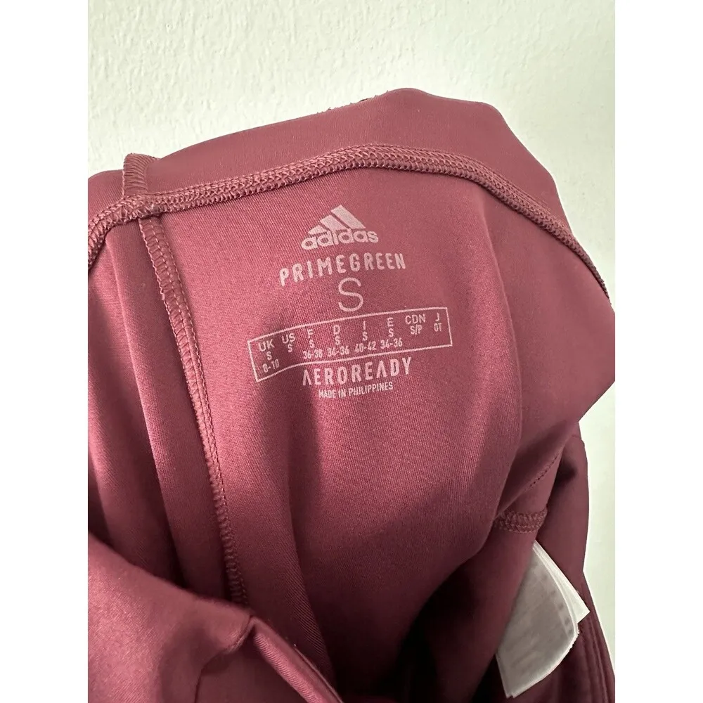 Adidas Women's X Zoe Saldana AEROREADY Burgundy Shine Leggings Small Activewear - Image 7