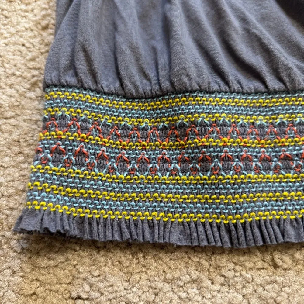 American Eagle vintage Y2K boho embroidered off the shoulder gray top, size XS - Image 2