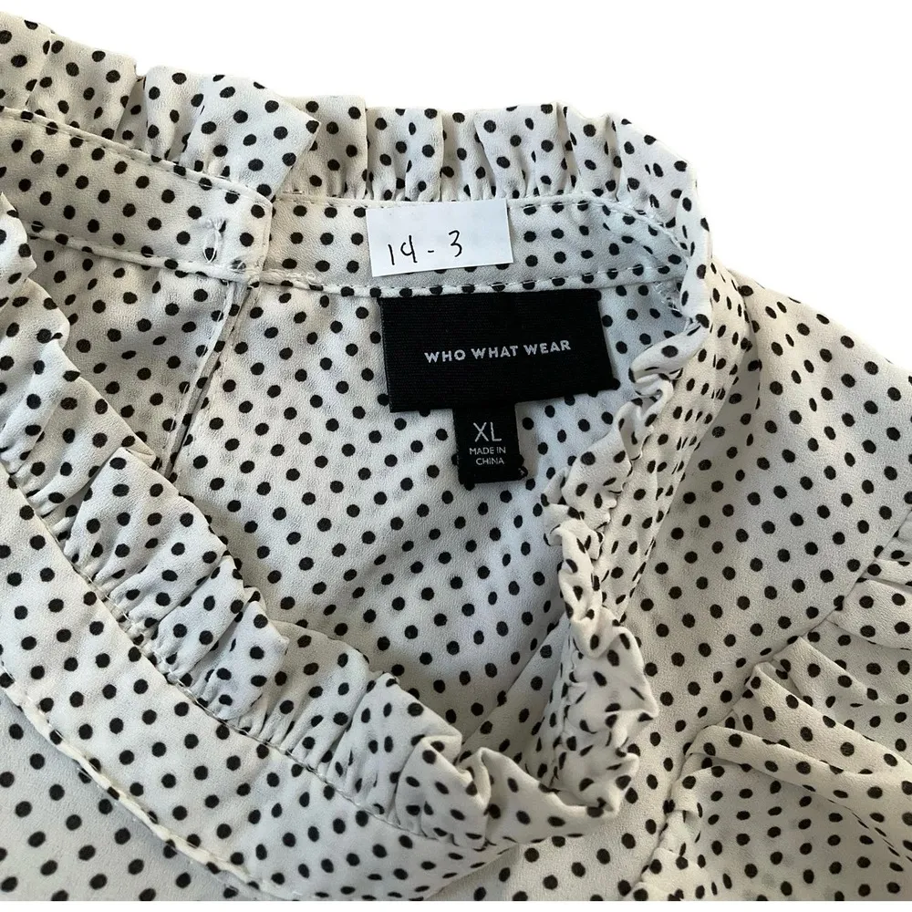 Who What Wear Polka Dot Ruffles Top Size XL (14-3) - Image 4