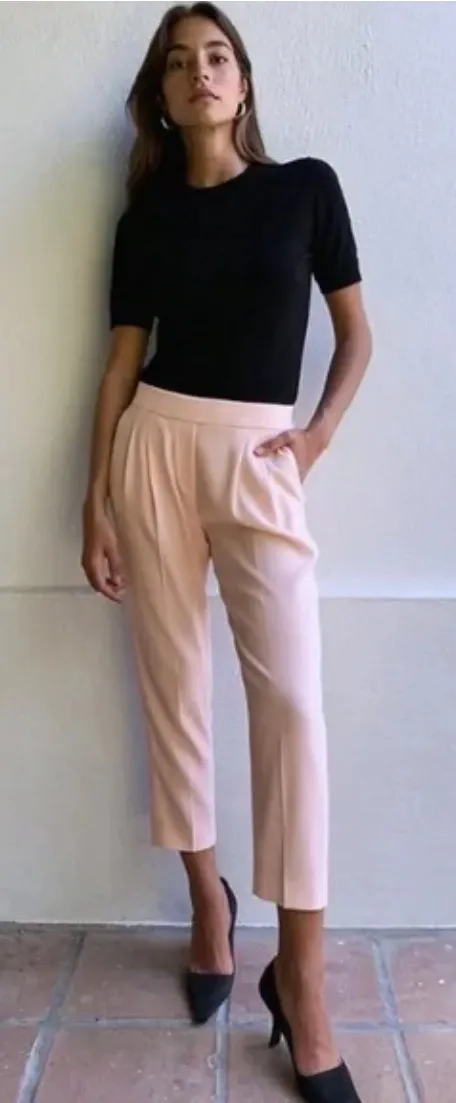 Babaton Ateler Pant Cohen Size 2 Pink Tan Pull-On High Rise Fleece Slim Women - Image 1