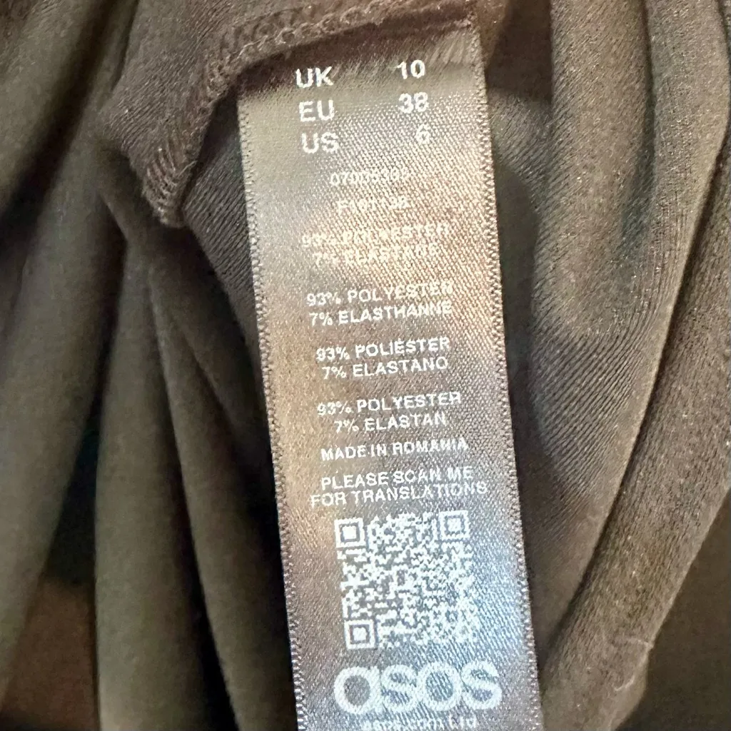 ASOS Black Pleated Shoulder Midi Pencil Dress - Size: 6 - Image 5