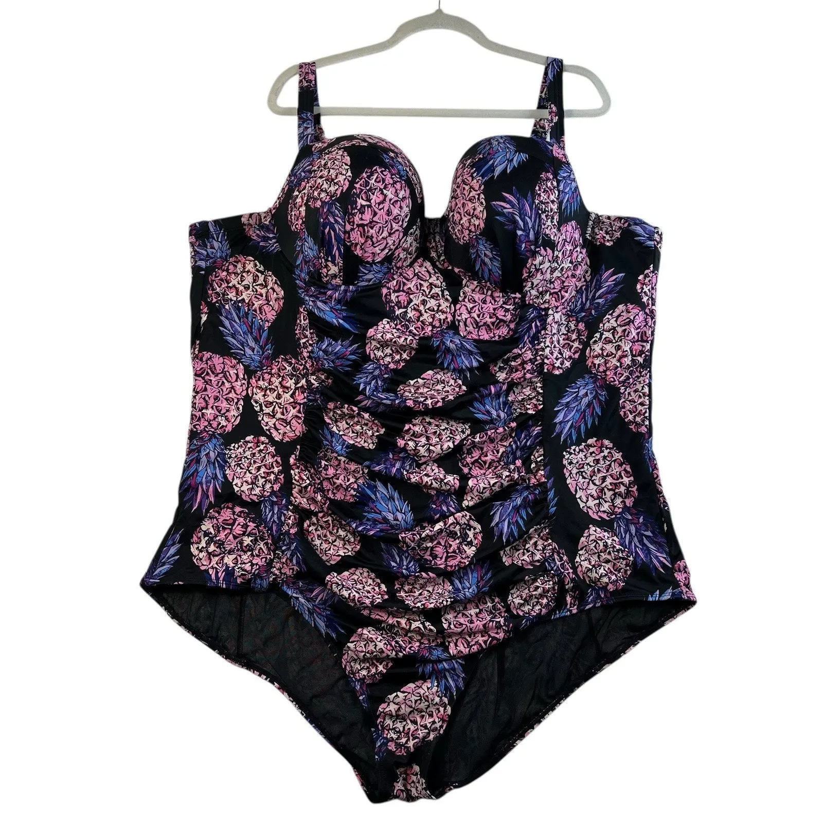 Torrid 5X 1 Piece Swimsuit Push Up Demi Slim Fix Padded Underwire Pineapple - Image 2