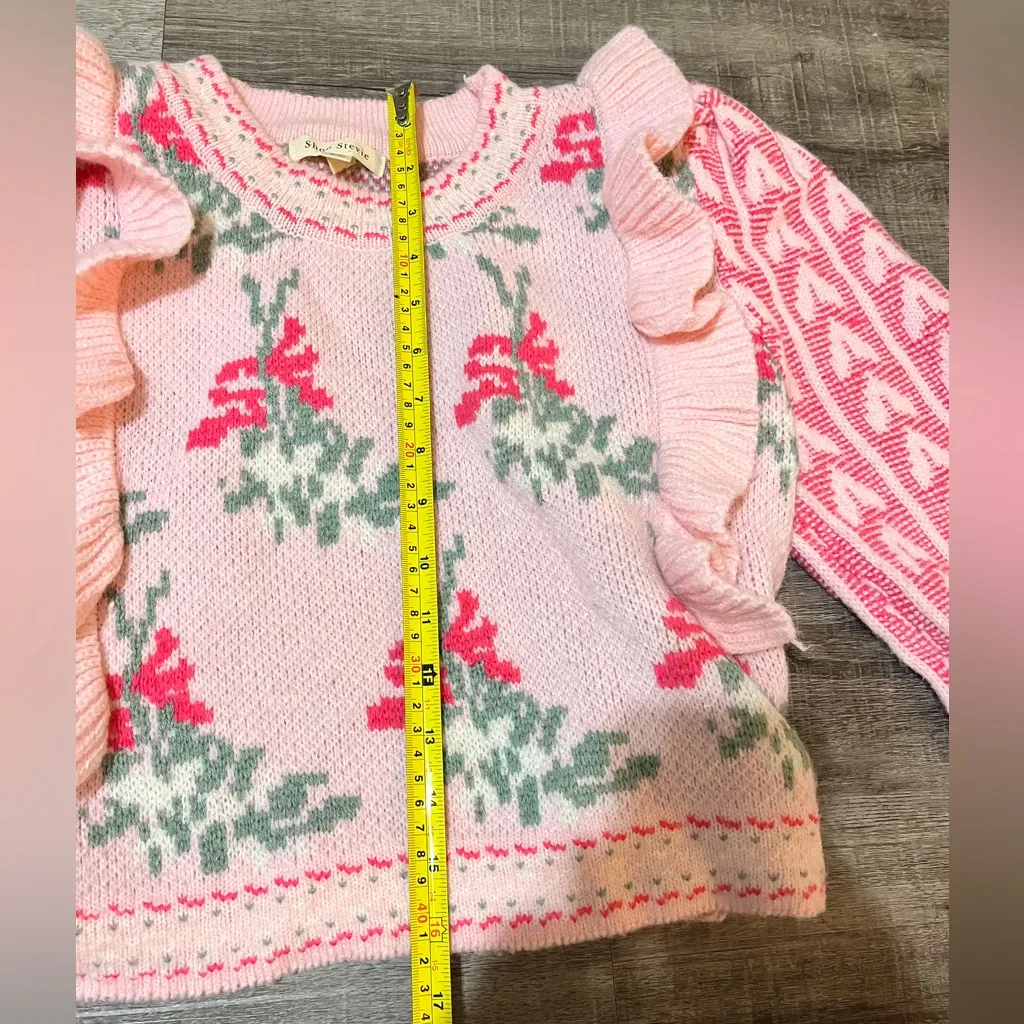 SHOP STEVIE floral ruffle sweater Pink - Image 6