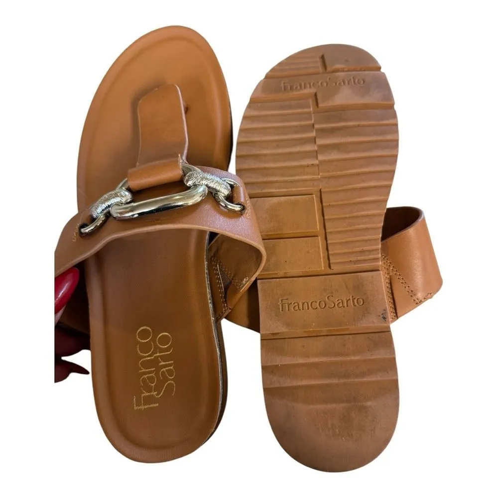 Franco Sarto Brielle Wedge Thong Sandal- tan/brown  - Size 7.5 - Image 4