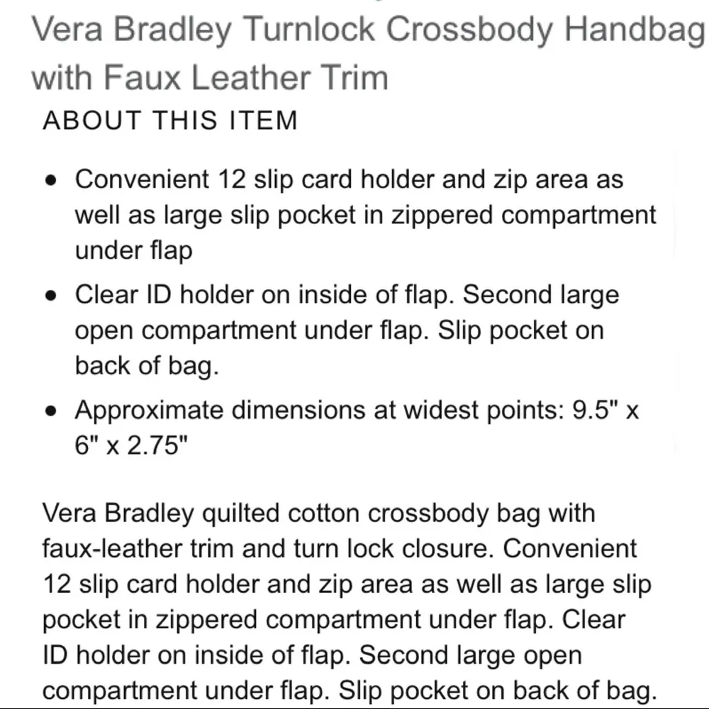 Vera Bradley Blue Quilted Turnlock Crossbody Bag - Image 16