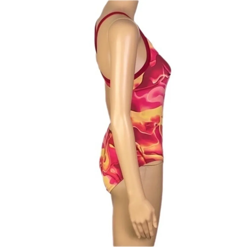 NIKE pink, red and yellow “Fastback” one-piece swimsuit in size 32=6. EUC - Image 5