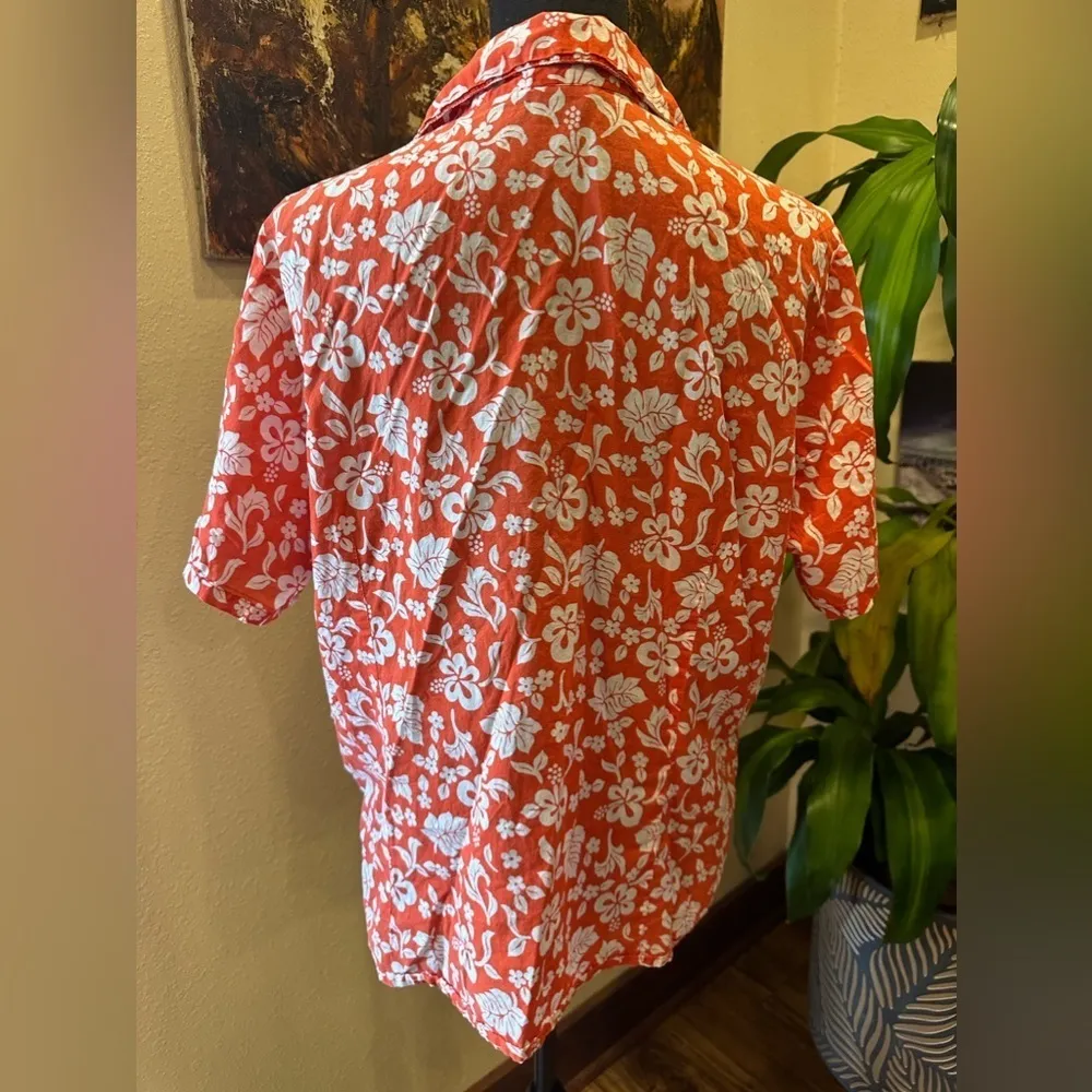 EUC vintage CAROLINA colours hawaiana short sleeve. Button down shirt. Sz 16 Red - Image 5