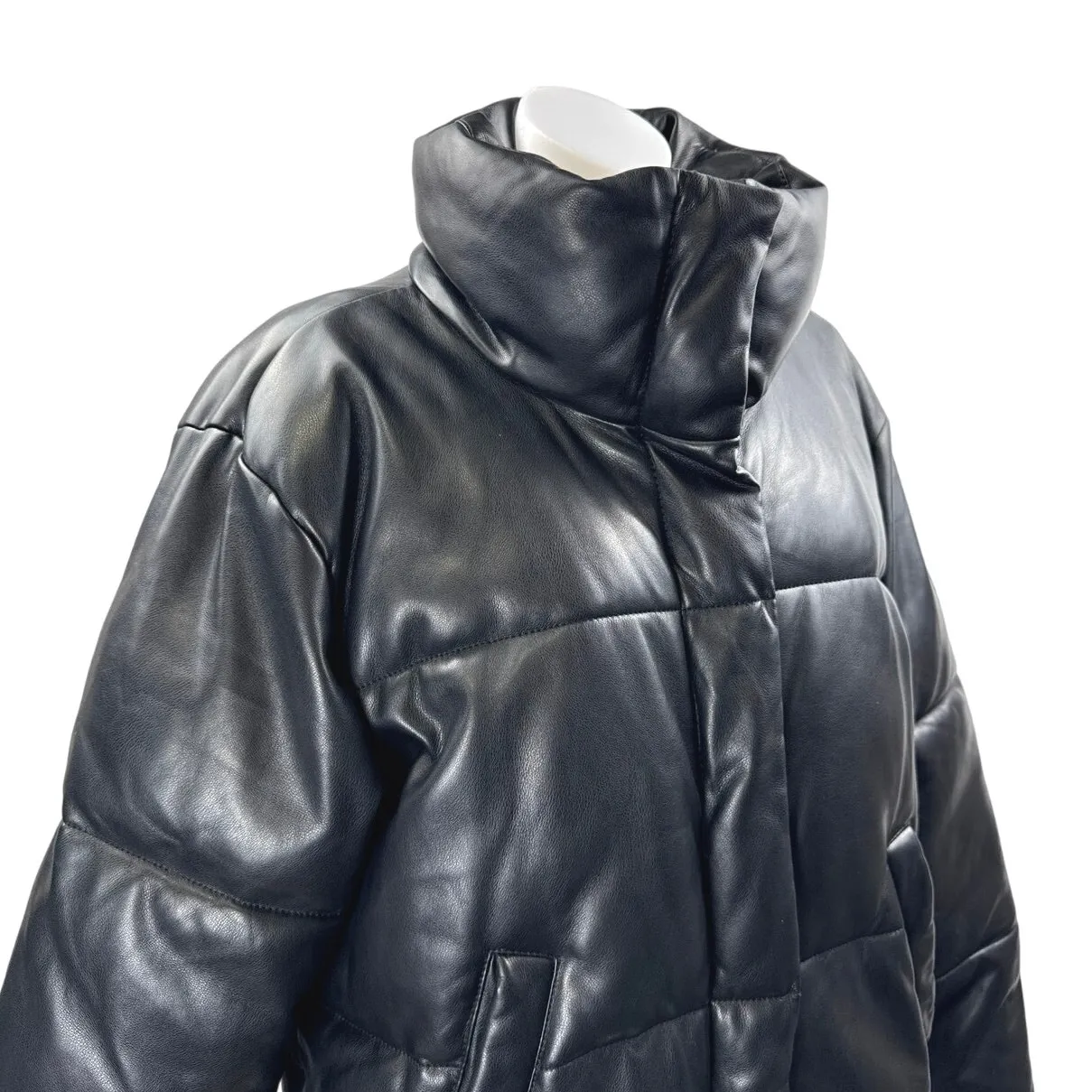 Abercrombie & Fitch Women's Black Long Sleeve Quilted Puffer Coat Jacket Size L - Image 3