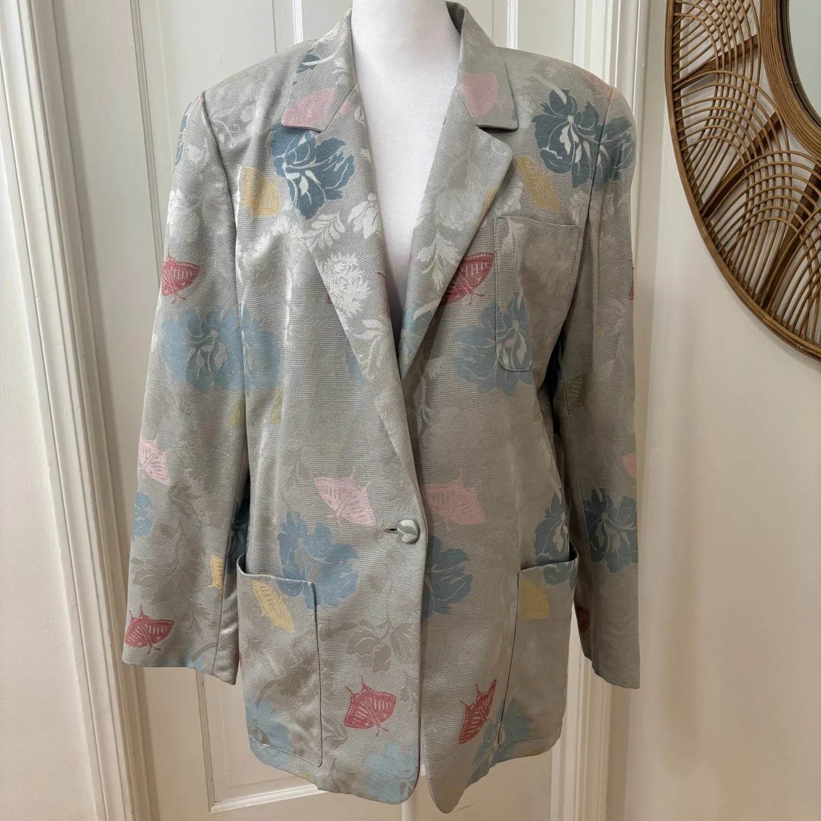 VTG Salvatore Ferragamo Brocade Jacquard Blazer‎ Floral Sz 12 Old Money Elegant - Image 2