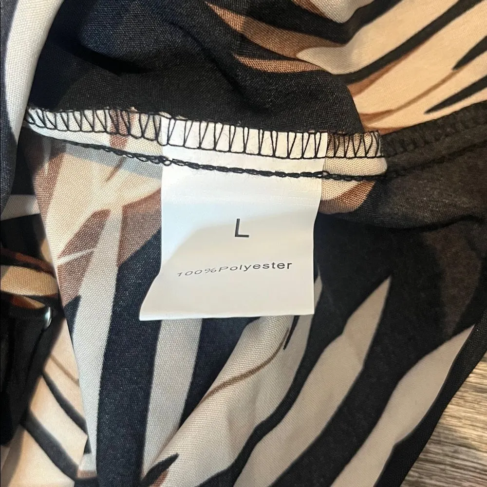 Large NWOT Leaf Print Twist Back Cami Top, Vacation Style Sleeveless Top - Image 4