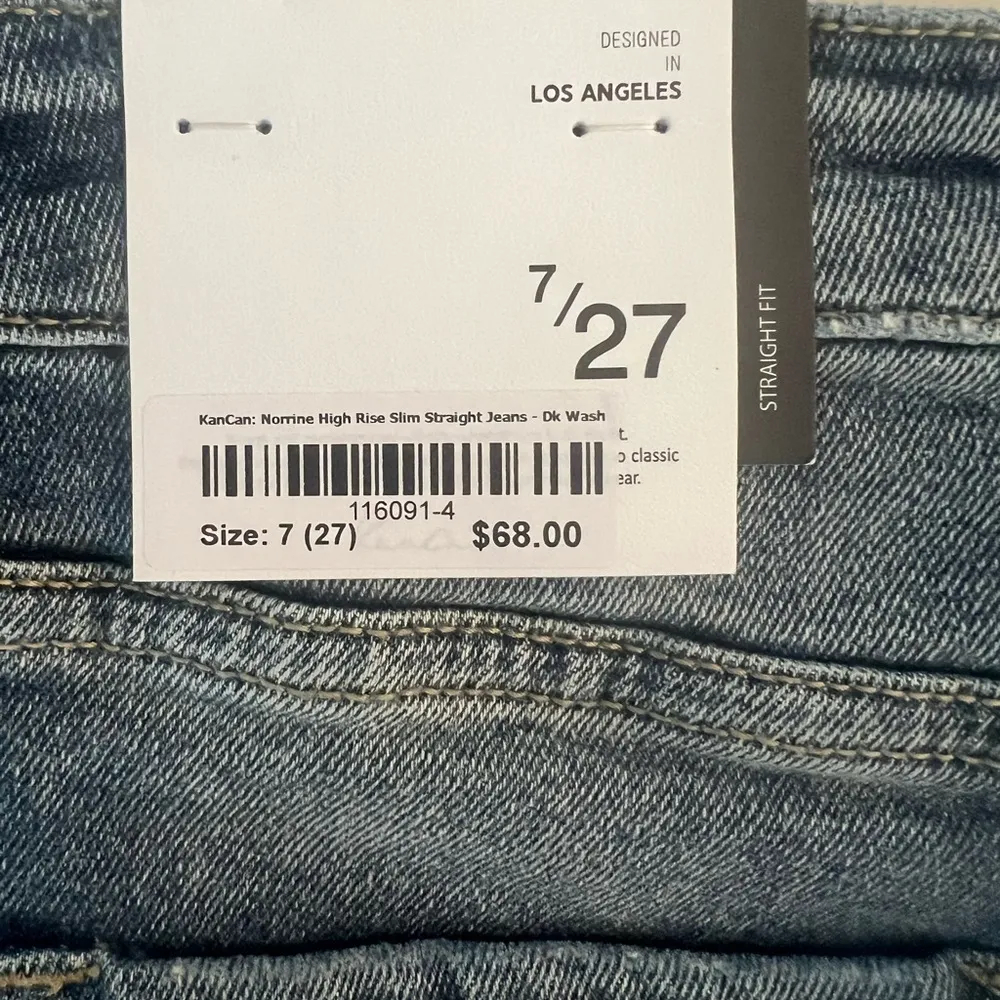 New KanCan Signature Norrine High Rise Slim Straight Dark Wash Jeans 7/27 $68 Blue - Image 7