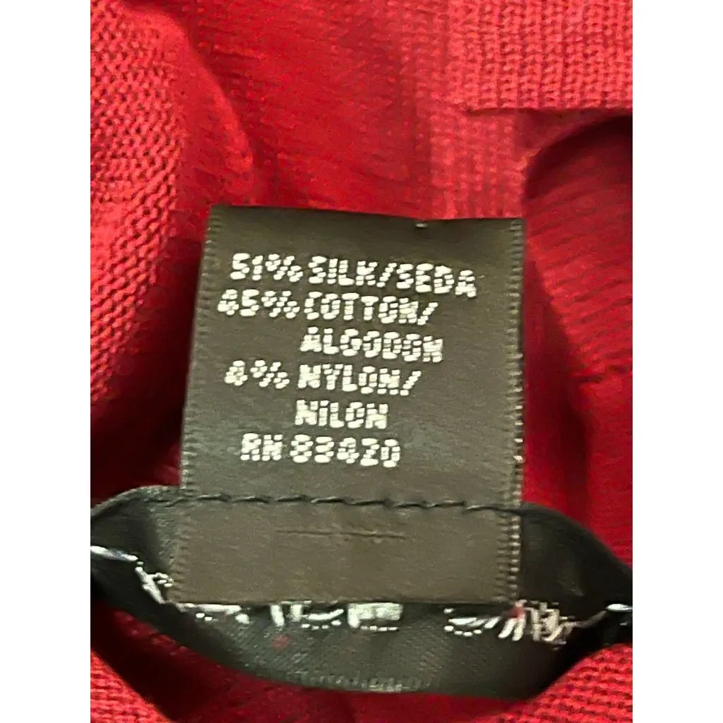 August Silk Red Silk Blend Peplum Sweater Womens M V-Neck Knit Top - Image 7