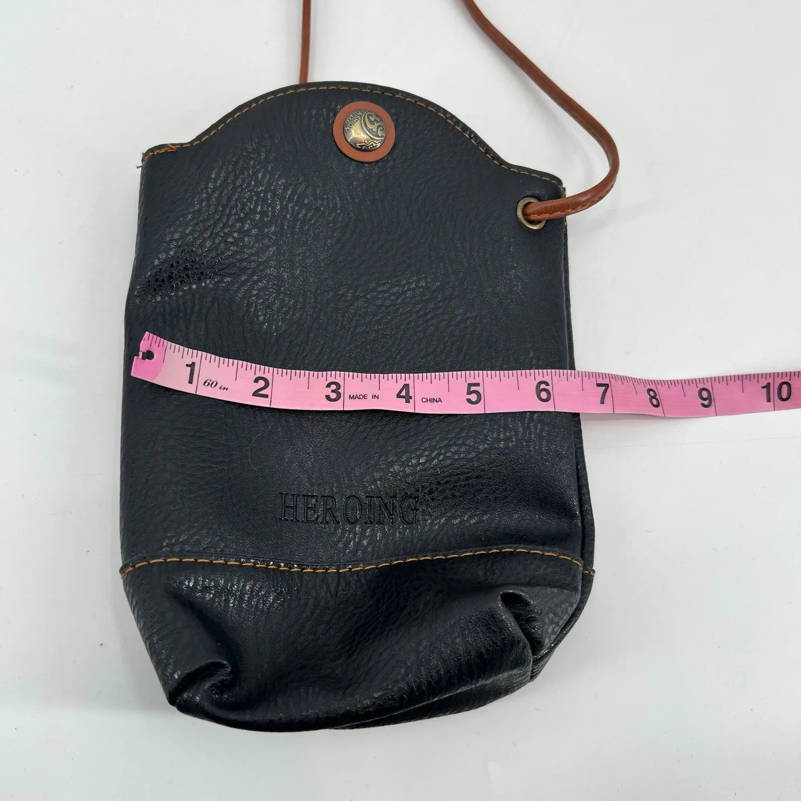 Vintage Heroing Designer Ladies Women Small black Leather Crossbody Bag boho y2k - Image 3