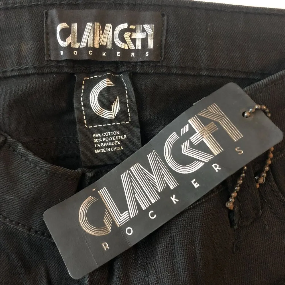 Glamcity Rockers Womens Black Skinny Jeans Mesh Cutouts Goth Punk Size 27 - Image 4