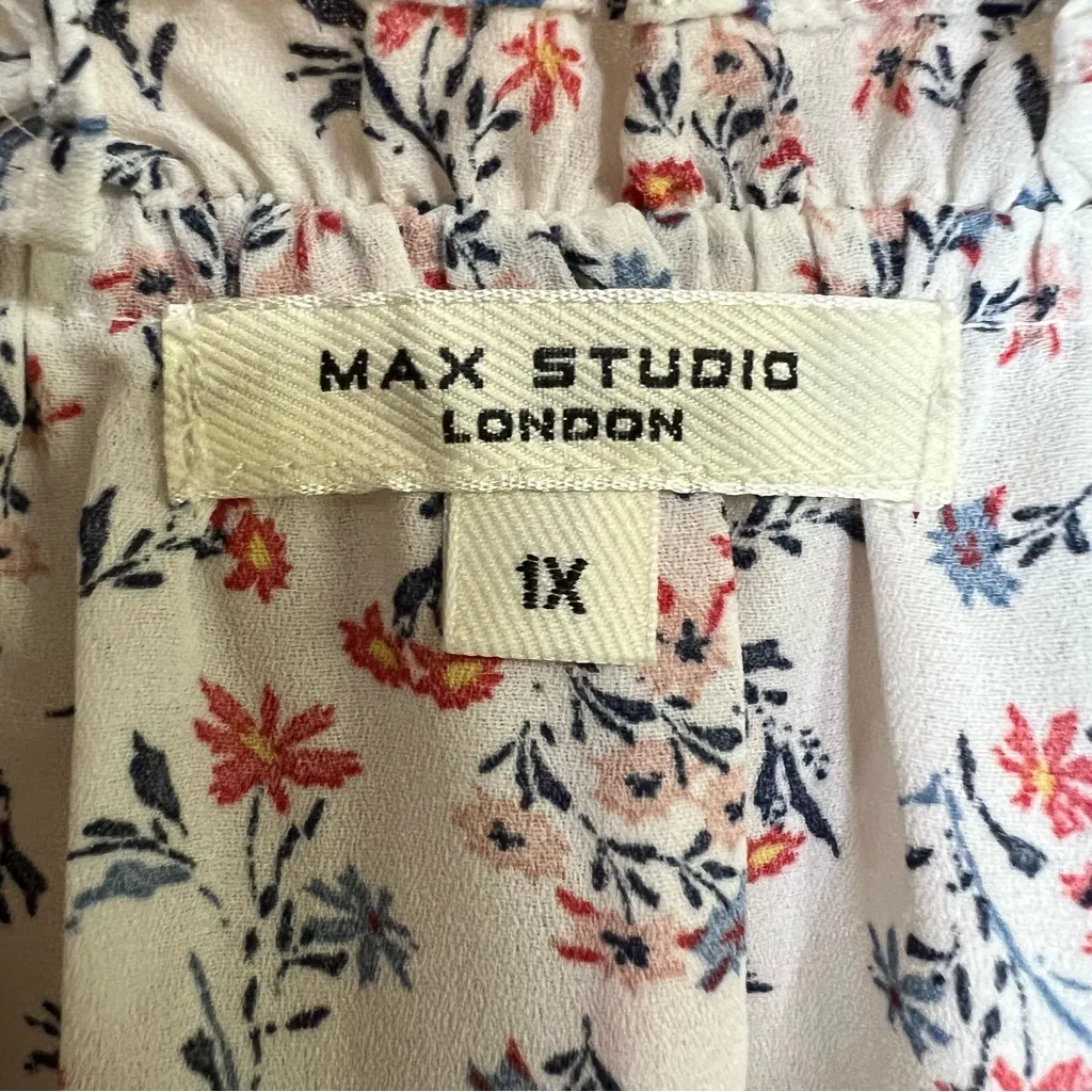 Lot of 2 MAX STUDIO Floral Flutter Sleeve Top Crepe Popover Plus Sz 1X Preppy - Image 16