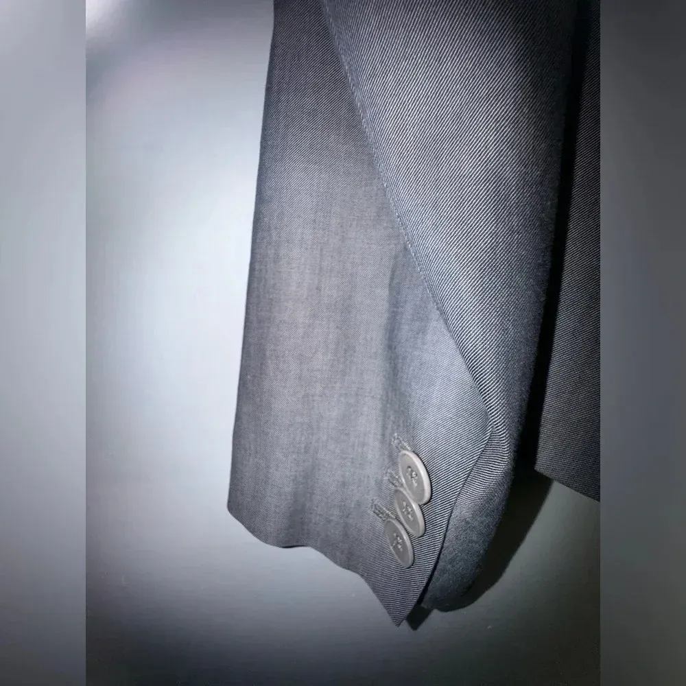 Talbots women’s cotton Blend blue grey 2 button‎ Blazer size 14 jacket suit - Image 5