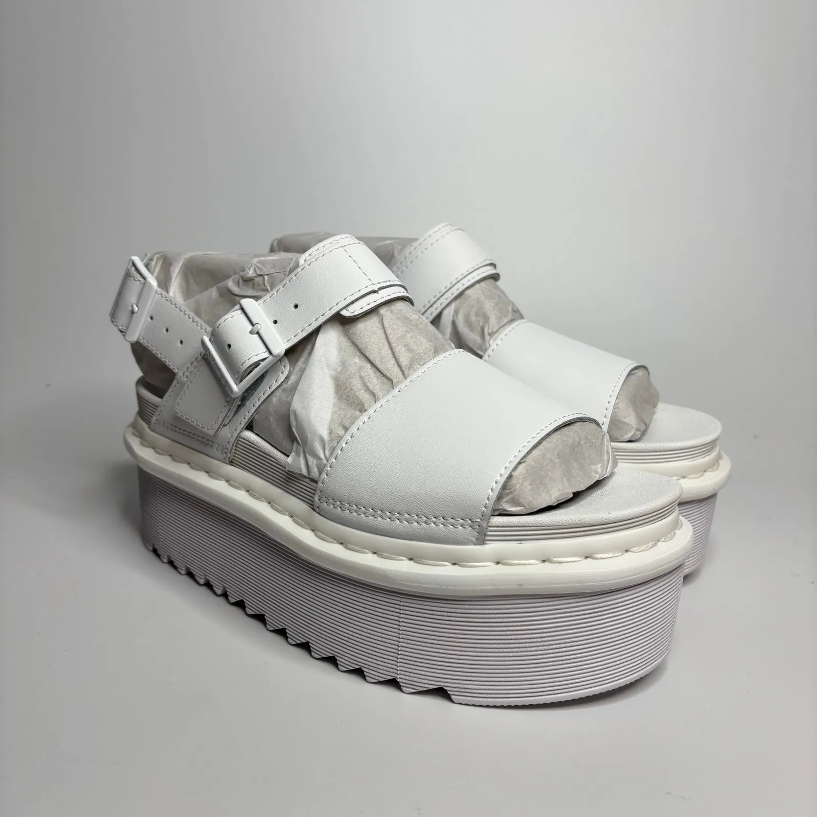 Dr. Martens Voss Quad Mono Hydro Leather Strap Sandals in White - Image 6