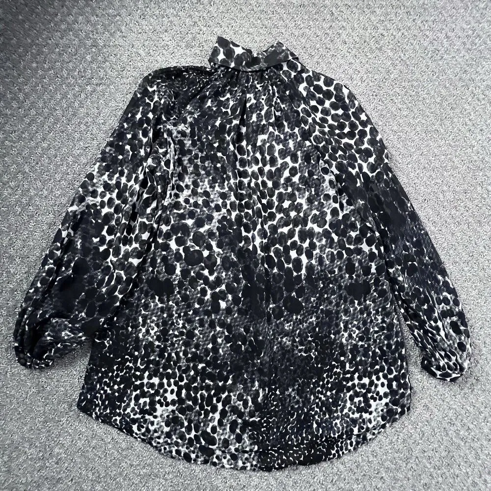 CAbi Oversized XS Sheer Button‎ Front Top Spotted Dot Print Collared Shirt - Image 8