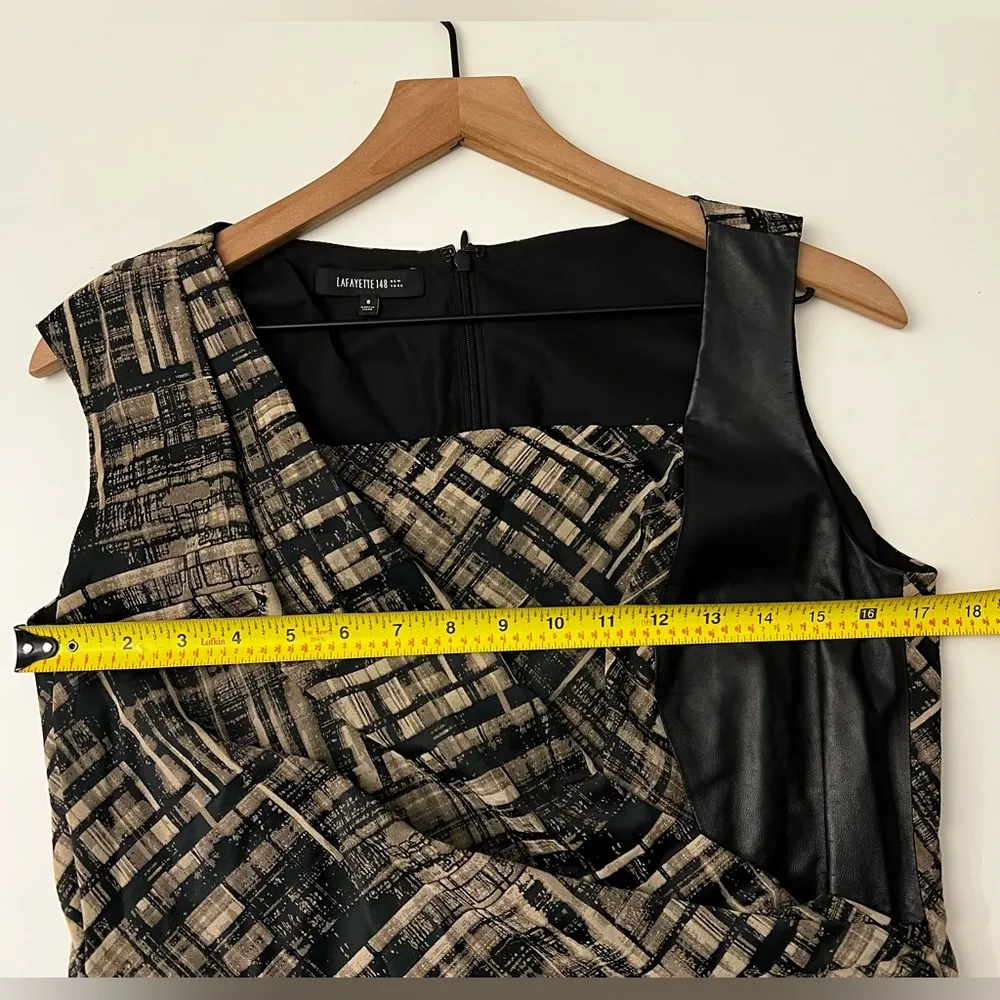 Vania Leather Trim Sheath Dress sleeveless 8 - Image 7