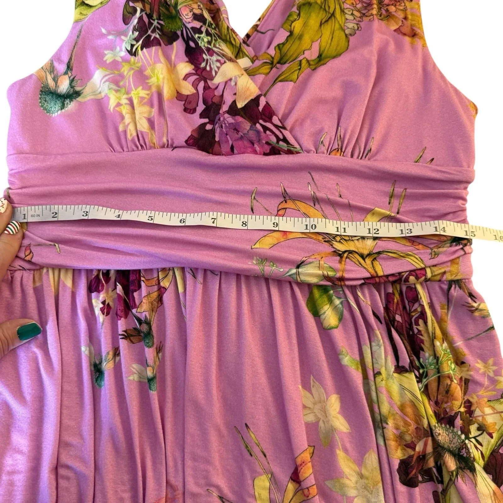 Soma Purple Floral Sleeveless Maxi Dress Size Large Tropical Vacation Beach - Image 9