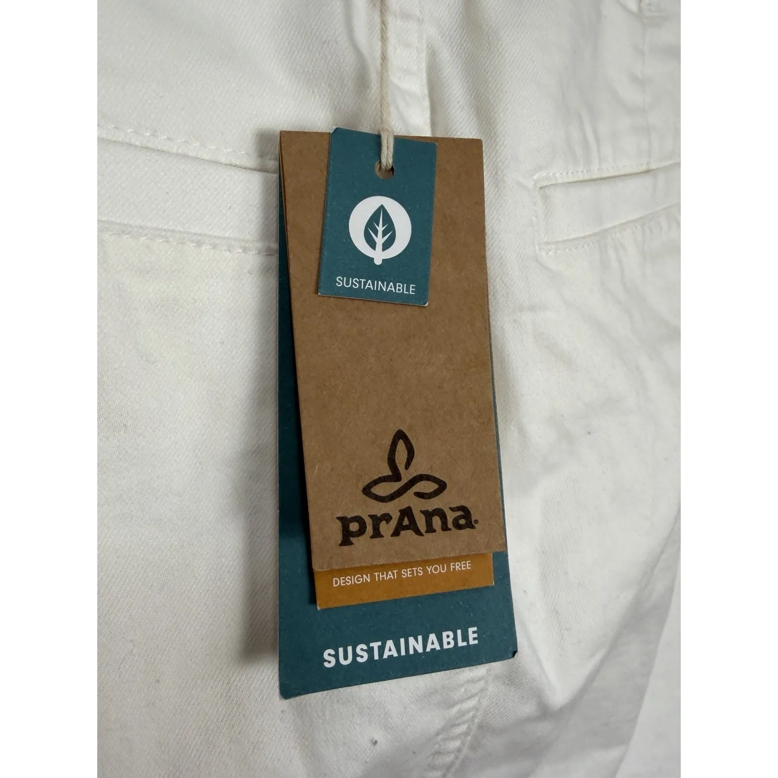 Prana Kara Women's Size 4 White Organic Cotton Stretch Denim Pencil Skirt Button - Image 3