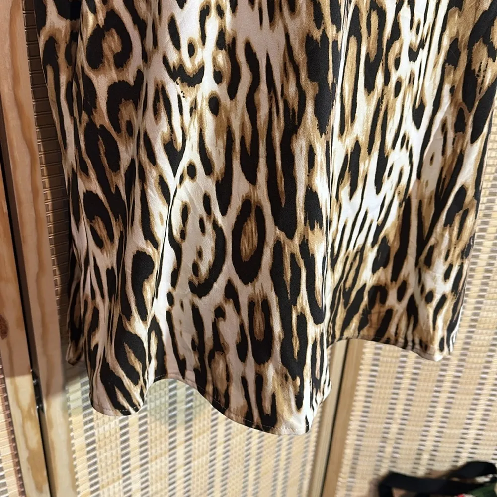 Chico's Shades of Brown Leopard Print Cap Sleeve Round Neck Top Blouse Small 1 - Image 6