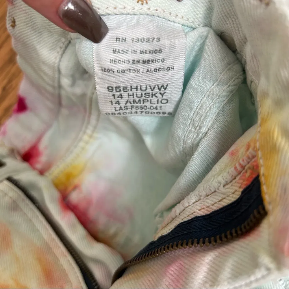 Vintage Wrangler Tie Dye Distressed Cut Off Denim Shorts Size 27 - Image 3