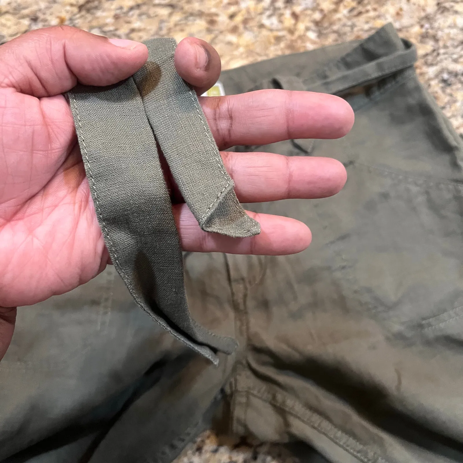 Old Navy Pants Womens 12‎ Olive Green Low Waist Pant Woven 100% Linen Light - Image 5