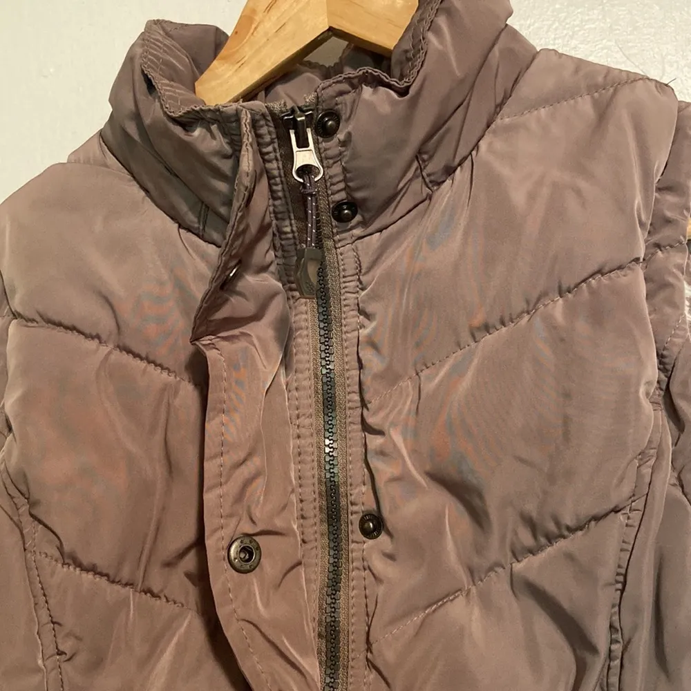 Green Tea Puffy Fleece Lined Vest Tan - Image 2