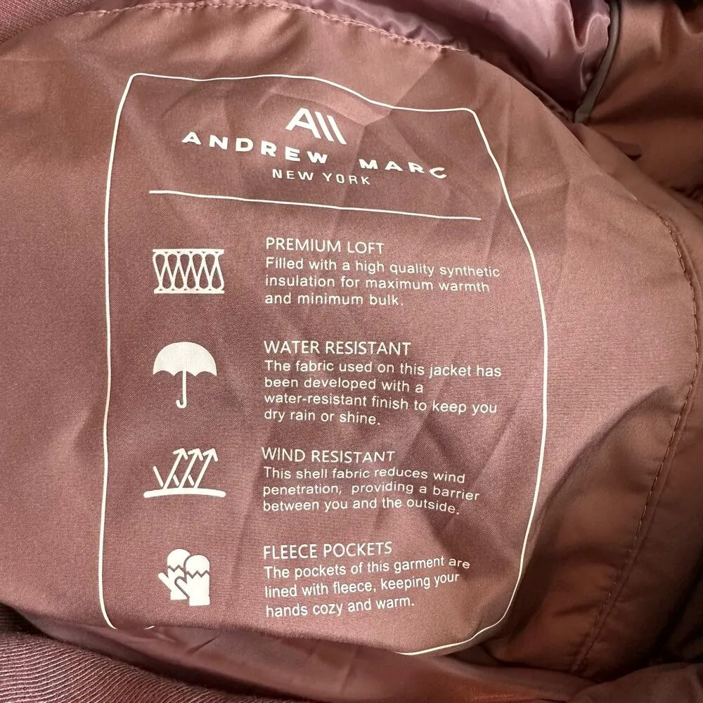 Andrew Marc Adler Puffer Water Resistant Jacket Size XL Mauve Premium Loft - Image 11