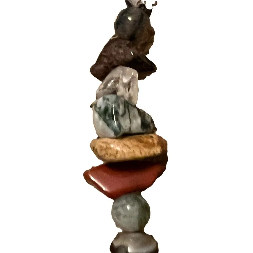 Semi Precious stone necklace pendant amethyst nephrite quartz toggle clasp 17" c - Image 4