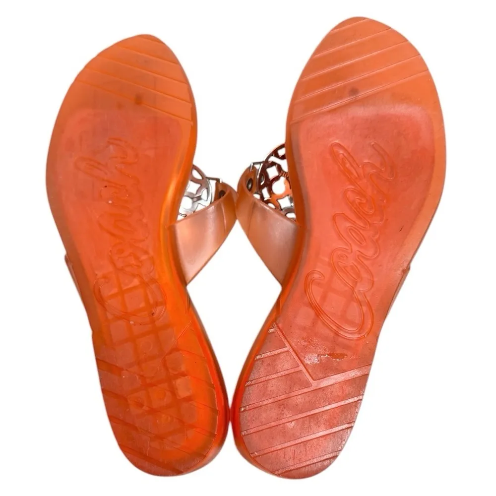 Coach Coral/Orange Womens Thong Rubber Flip Flop With Metal Sandals Size 9 Coach - Image 7