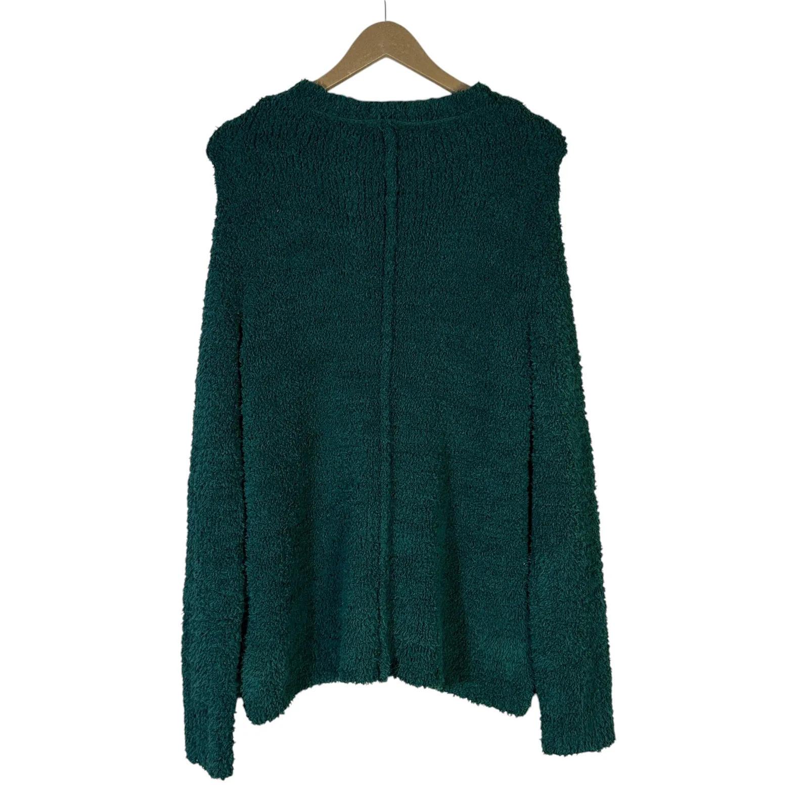 Michael Stars Sweater Womens L Green Boucle Knit Fuzzy Textured Cozy Pullover - Image 5