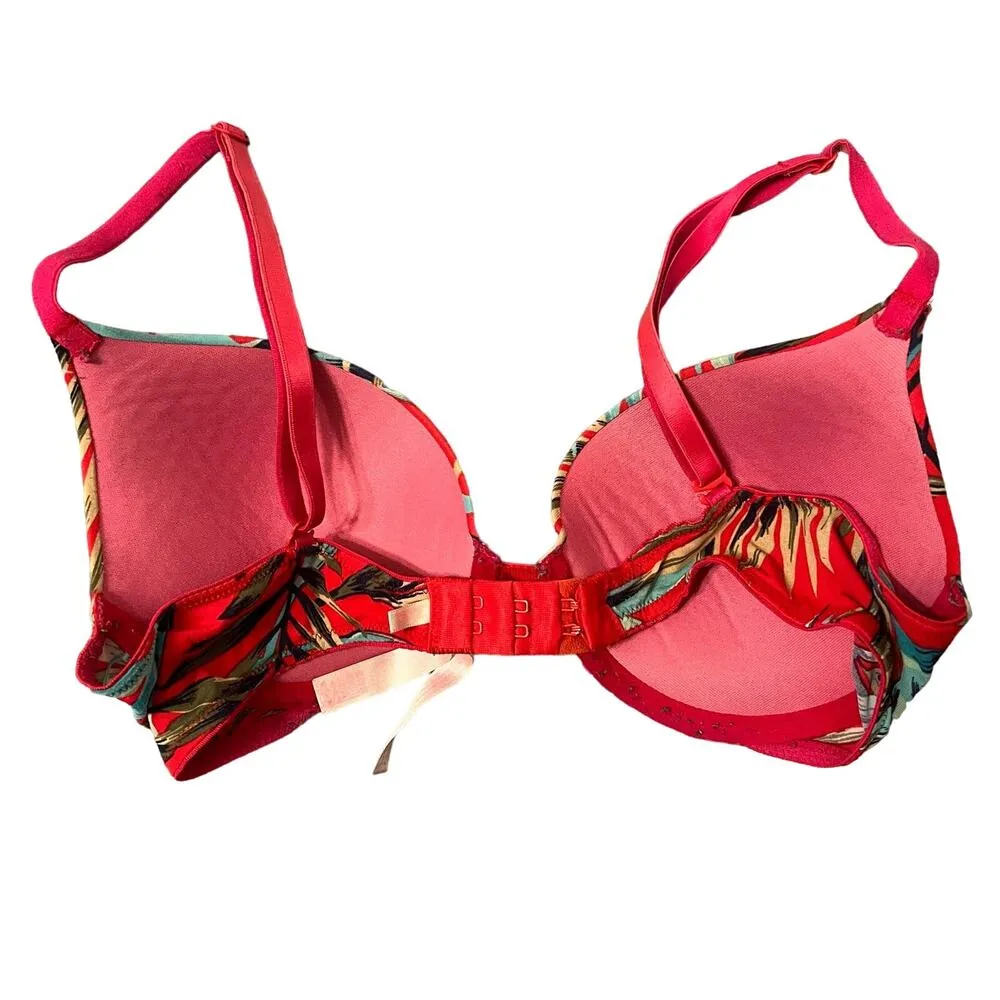 PINK by Victoria's Secrets Red Tropical Palms Wear Everywhere Push-Up Bra 34C - Image 5