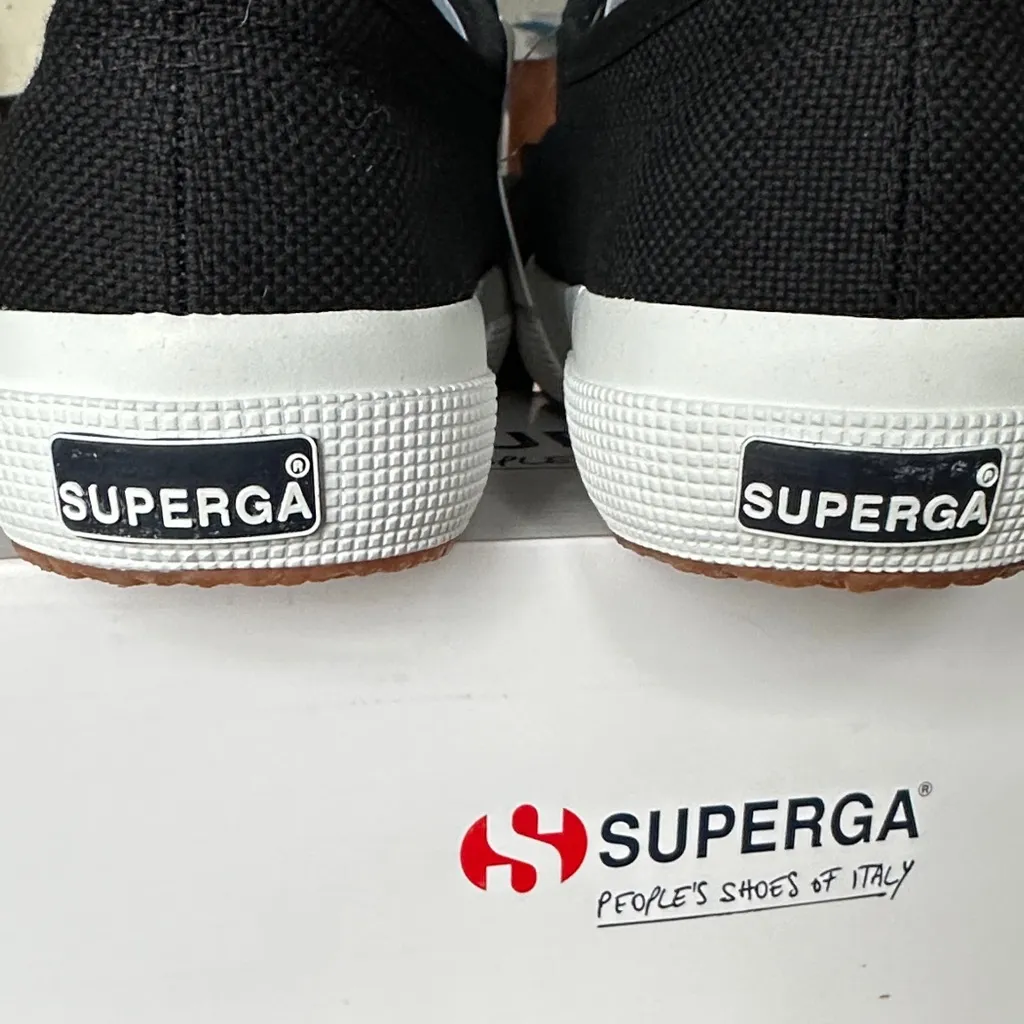 NIB Superga Black Cotu Classic Sneakers with White Accents - Image 3