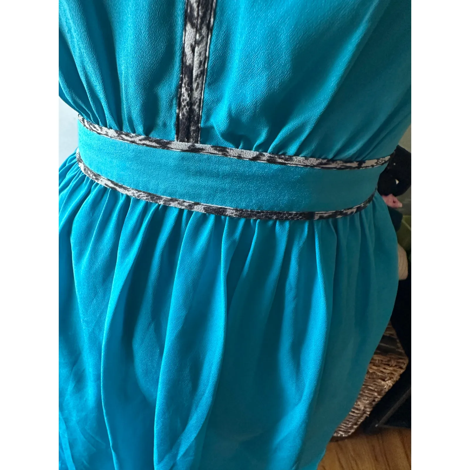 Armani Exchange Reversible Mini Dress Teal Sleeveless Keyhole Neckline - Image 2