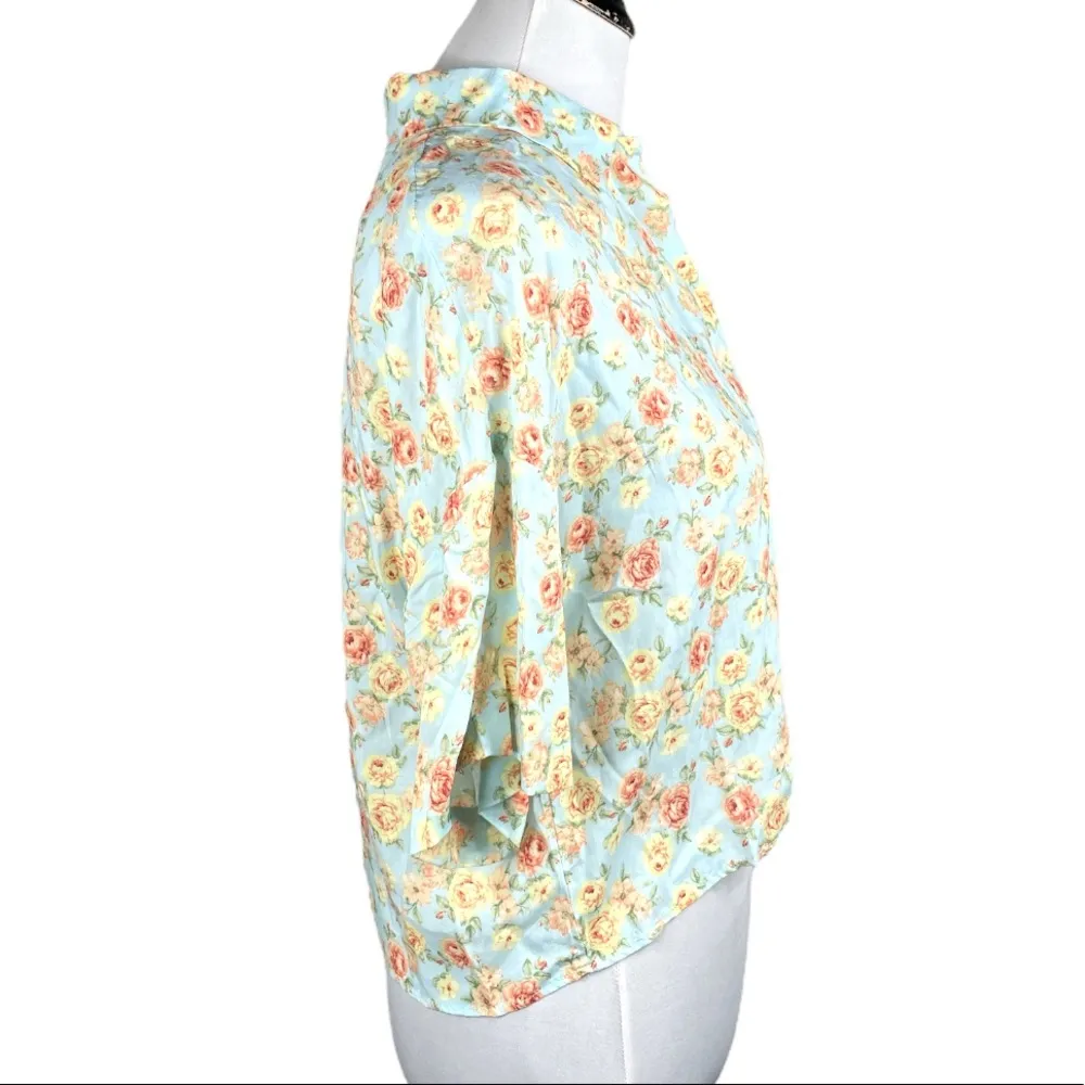 Philosophy Floral Print Crop Top Blouse Blue Pink Yellow Size XSmall - Image 3