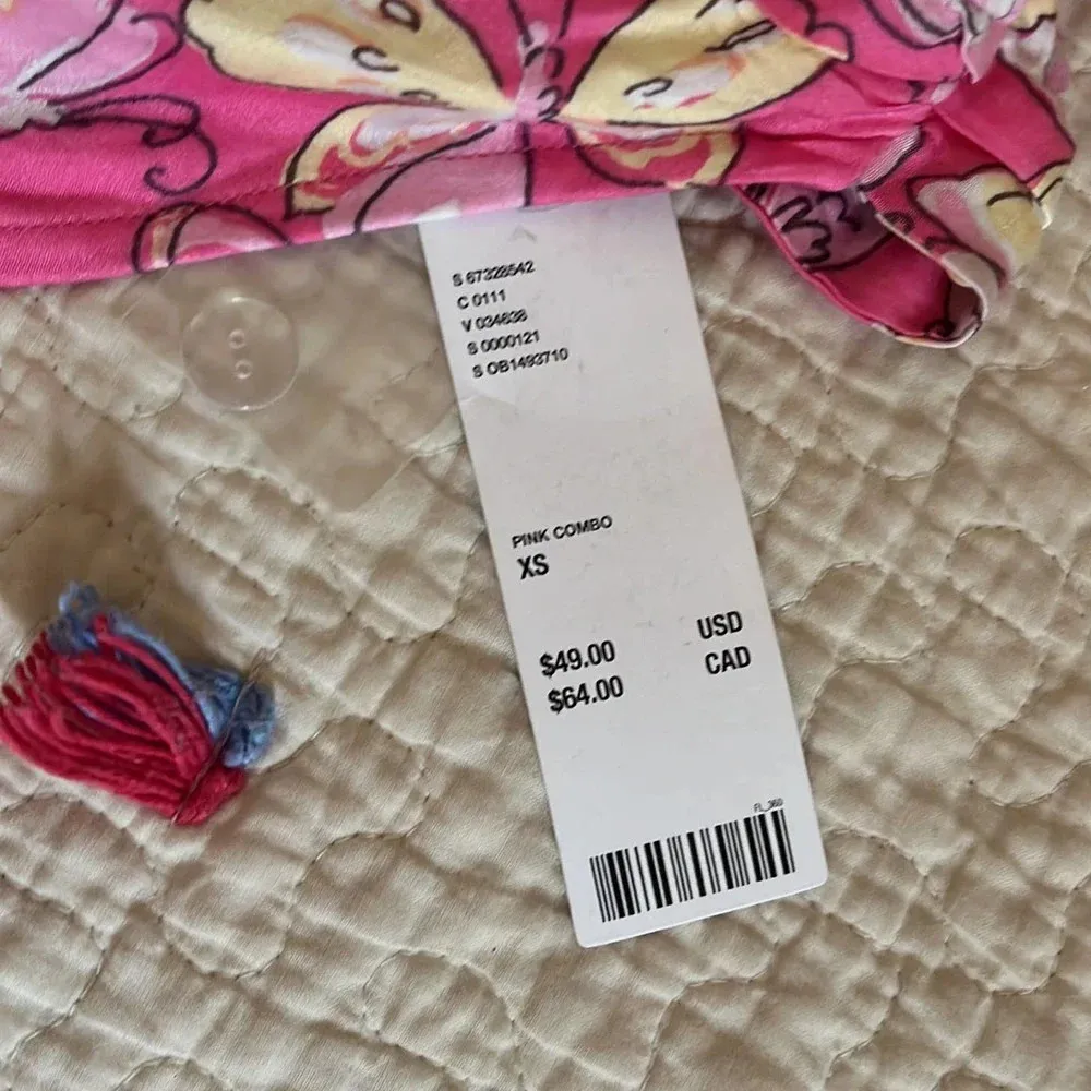 NEW URBAN OUTFITTERS pink butterfly bandanna tie crop top XS - Image 3