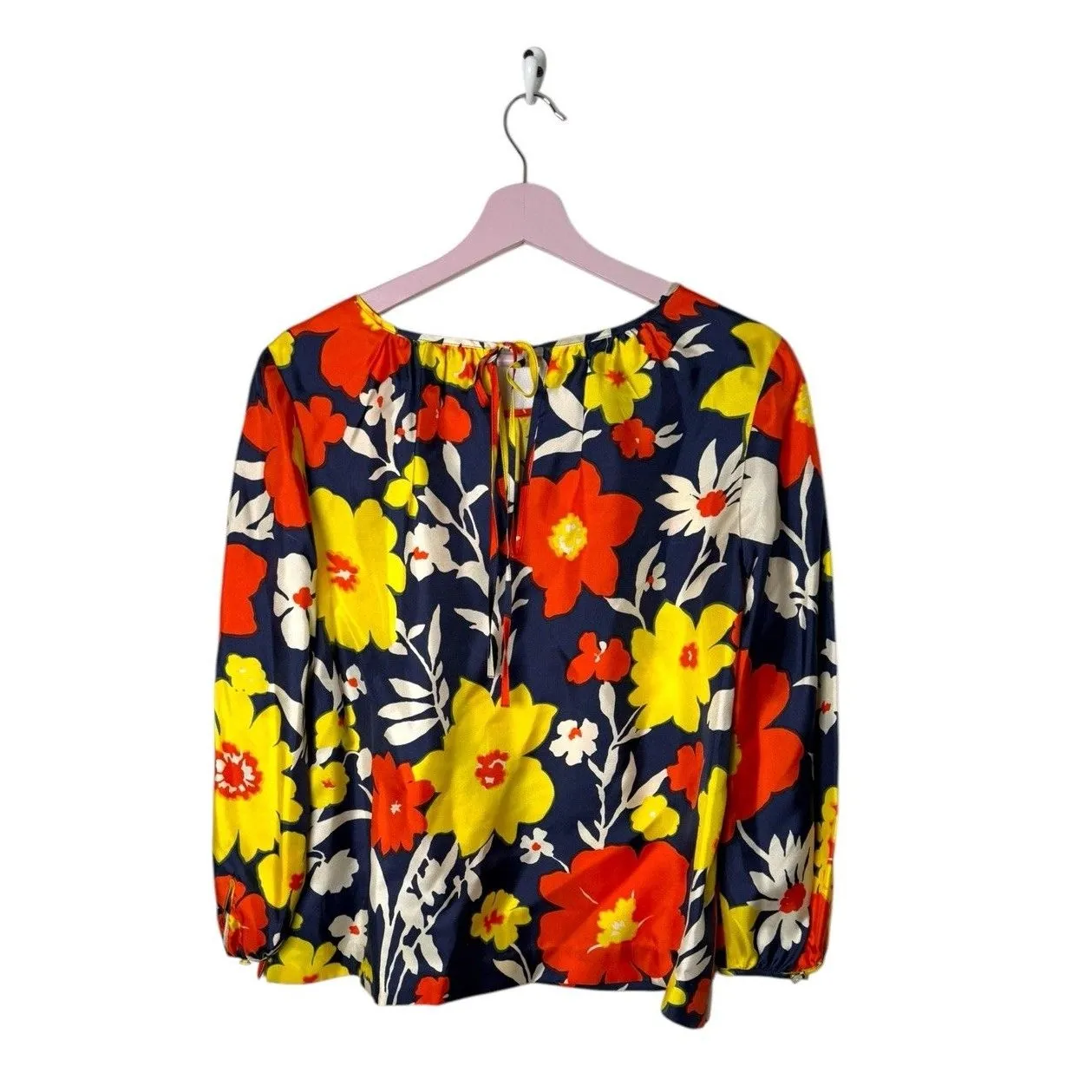 J Crew‎ Silk Top in Vintage Floral Baltic Sea women’s 6 Black Label maximalist Red - Image 2
