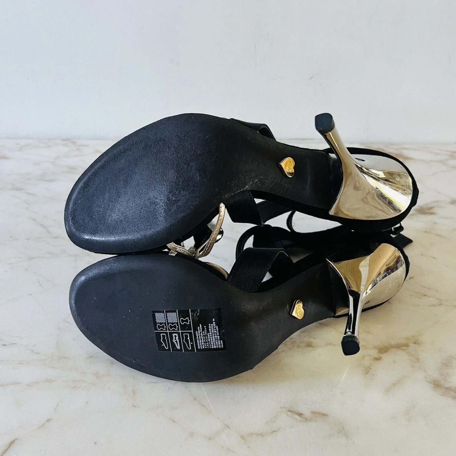 2019 GIAMBATTISTA VALLI x H&M Suede Black Crystal Lips Sandals Heels - Image 10