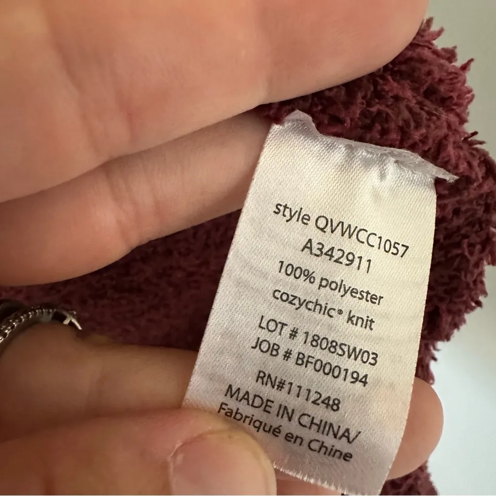 Barefoot Dreams Cozychic Cali Cardi Open Front Womens Large Red - Image 5