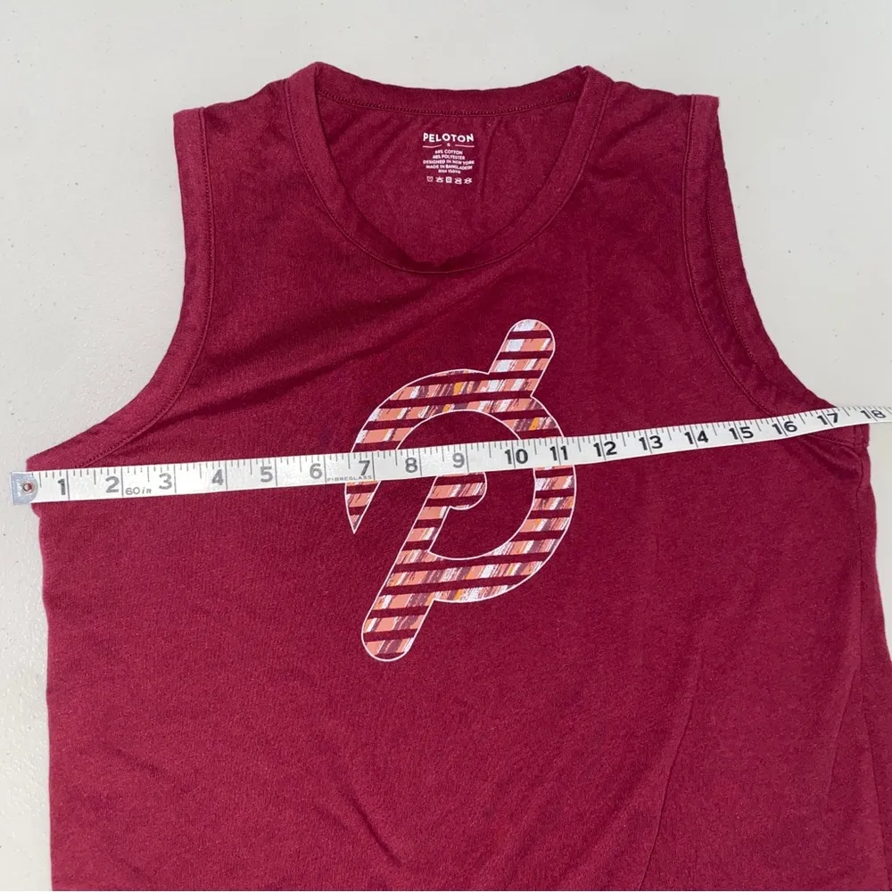 Peloton Studio Logo Dark Red Maroon Muscle Tank Top Sleeveless Tee T-Shirt Small - Image 5