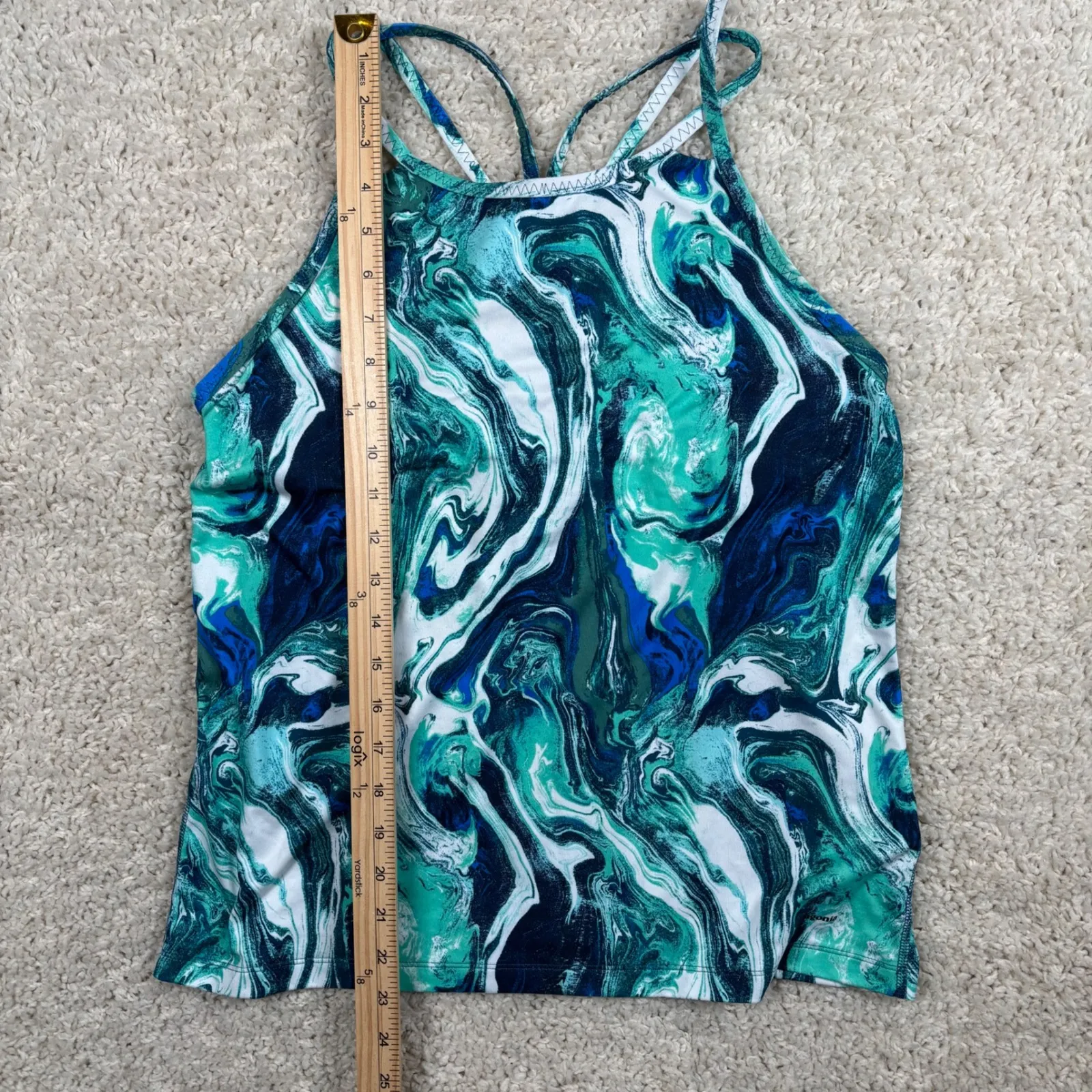 Patagonia Women's M Marbled Blue Green Tank Top Racerback Athletic - Image 4