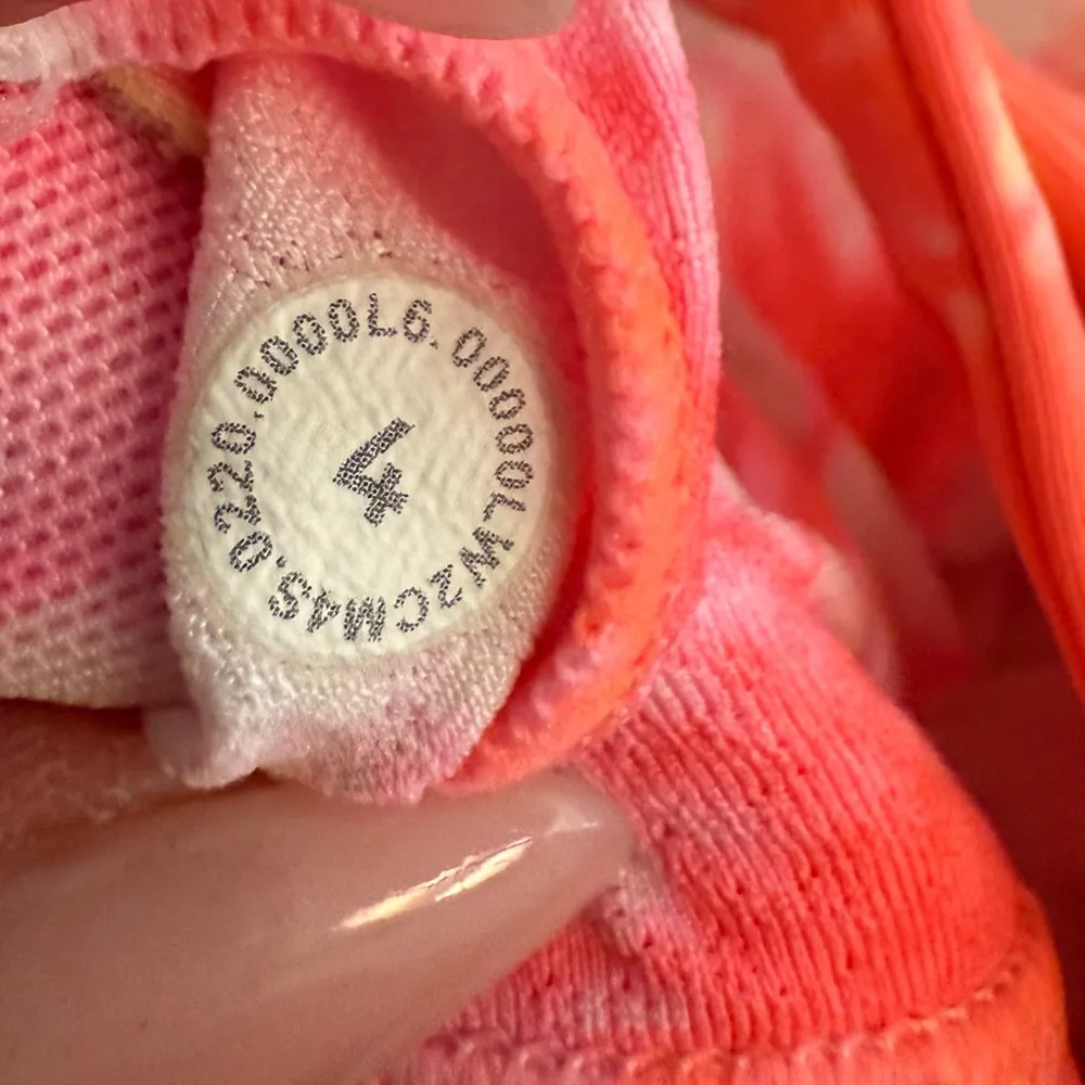 Lululemon Energy Bra HighNeck LongLine Shibori Dual Grapefruit Florid Orange Sz4 - Image 9