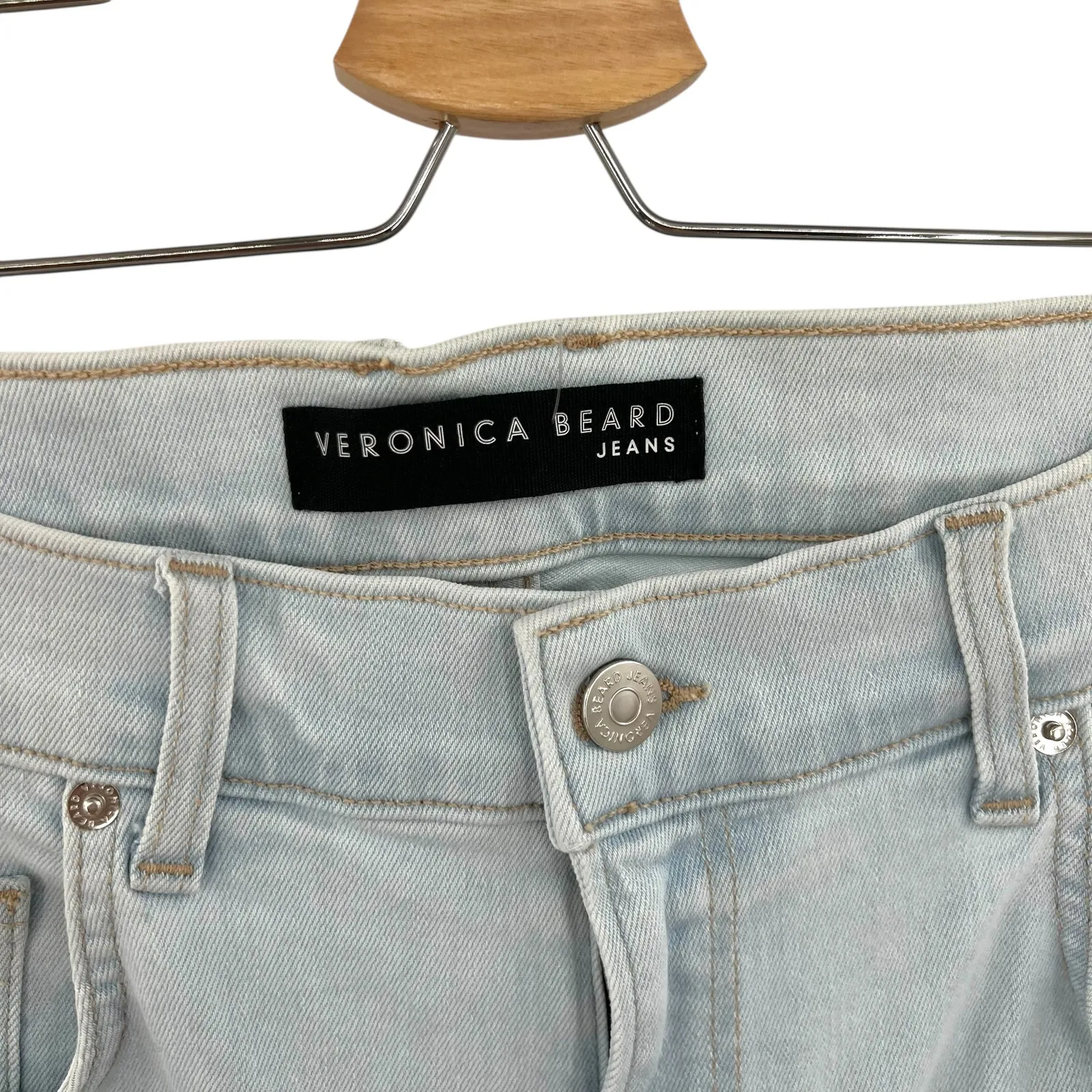 Veronica Beard Jeans Carly HIgh Rise Kick Flare Jeans Aspen Light Wash Size 15 - Image 14