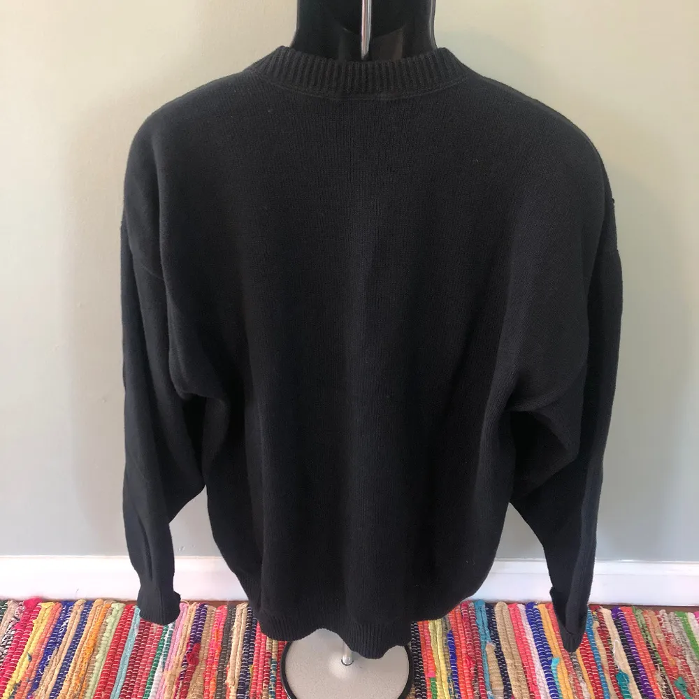 80s Suede Argyle Sequin Sweater Rainbow XL Black - Image 5