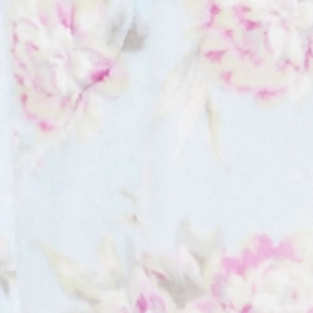 Miss Elaine Plush Floral Printed Brushed Fleece Zip Robe Blue Size M - Image 11