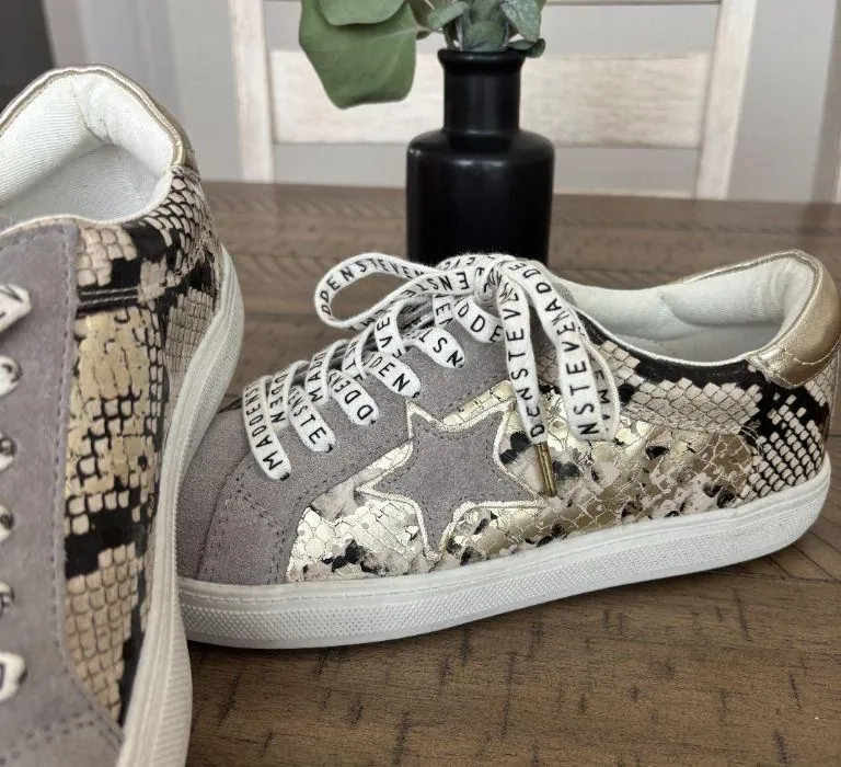 Steve Madden Women's Snake Print Sneakers - Gray and Cream - Image 2